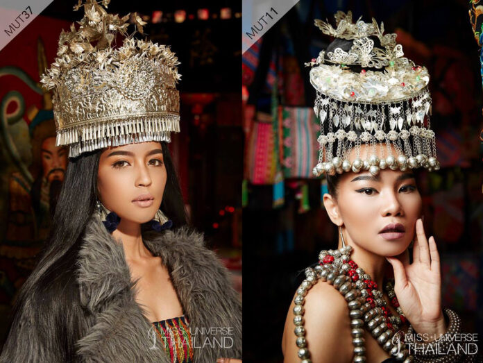 From left, Miss Universe finalists Kanpassaporn Roongreung and Sasiwimol Saibuabaan. Photos: Miss Universe Thailand / Facebook