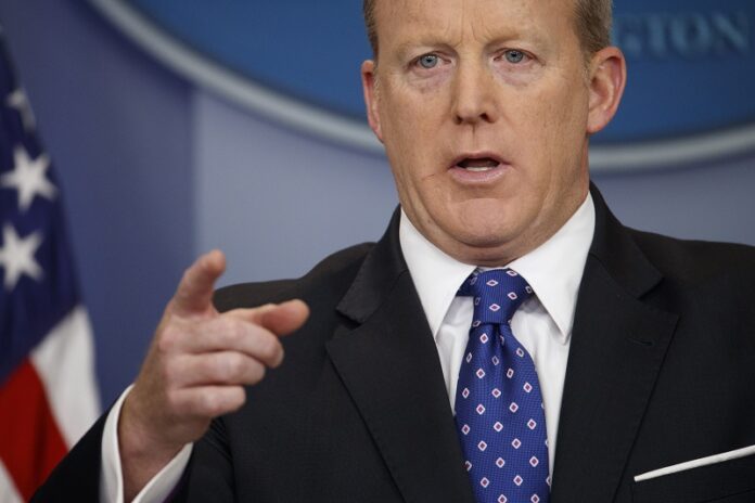 White House press secretary Sean Spicer speaks during a daily press briefing on May 9, 2017, at the White House in Washington. Photo: Evan Vucci / Associated Press