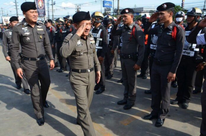Police officers gather on Dec. 22, 2016, for a briefing in Bangkok.