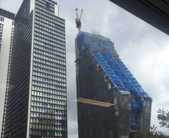 The building under construction Tuesday on Phloen Chit Road.