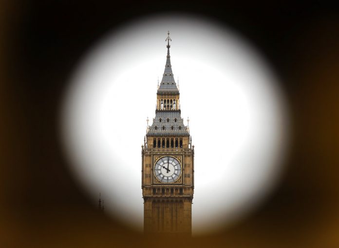 The Elizabeth Tower, home to the Great Clock and housing the bells Big Ben, is seen in London, Monday, Aug. 21, 2017. On Monday 21 August at noon, Big Ben's famous bongs will sound for the last time before major conservation works are carried out. Photo: Frank Augstein / Associated Press