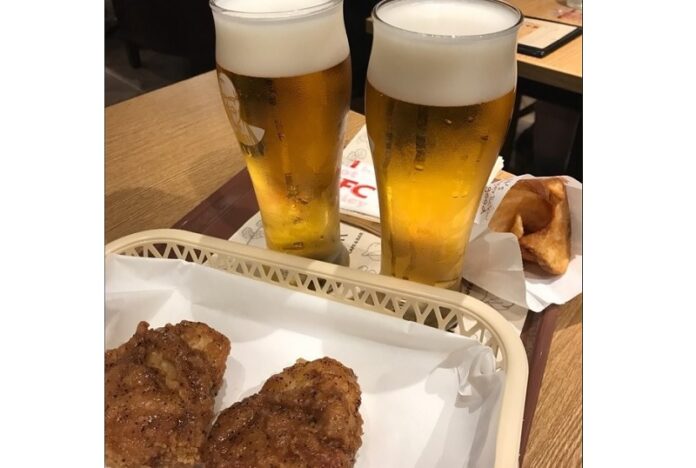 beer and fried chicken