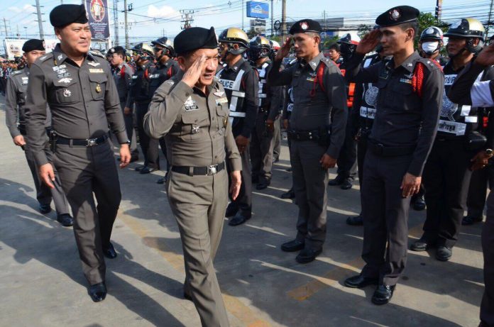 Police officers gather on Dec. 22, 2016, for a briefing in Bangkok.