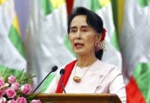 Myanmar’s Ruling Party Wins 7 of 13 by-Election Seats Myanmar's State Counsellor Aung San Suu Kyi delivers an opening speech during the Forum on Myanmar Democratic Transition in 2017 in Naypyitaw, Myanmar. Photo: Aung Shine Oo / Associated Press