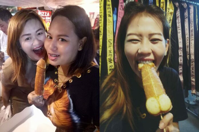 Customers much on penis-shaped waffles. Photo: Pho Hai Ma / Facebook