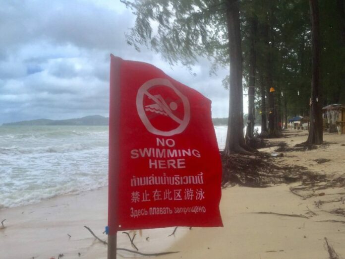 A “no swimming” red flag was placed Sept. 22 at a beach on Phuket island