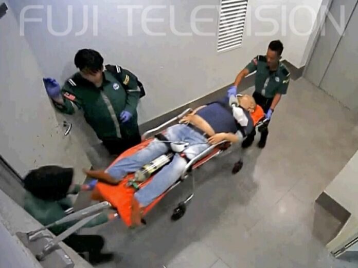 Kim Jong Nam, half-brother of North Korean leader Kim Jong Un, is stretchered at Kuala Lumpur International Airport in Sepang, Malaysia. Image: Associated Press