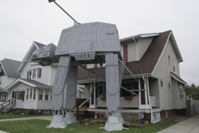 A four-legged All Terrain Armored Transport, or AT-AT walker, Oct. 12 in Parma, Ohio. Photo: Patrick Cooley / The Plain Dealer-Cleveland.com