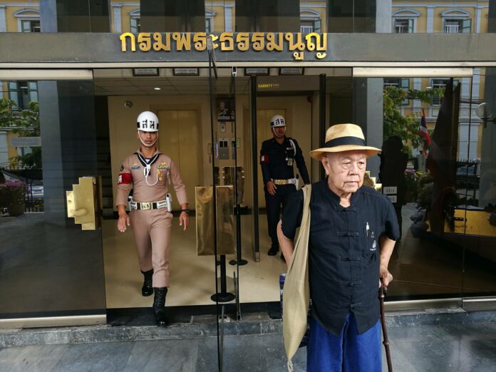 Sulak Sivaraksa, accused of lese majeste over comments about a 16th century elephant battle, meets Oct. 9 with military prosecutors.