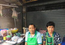 People Left Behind in Bangkok’s Flourishing Neighborhoods Pa Thongbai and her husband Loong Buntham operate a noodle stall in Bangkok's Bang Rak district.