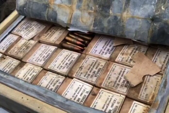 Assault rifle ammunition displayed at Wednesday news conference in Chachoengsao province