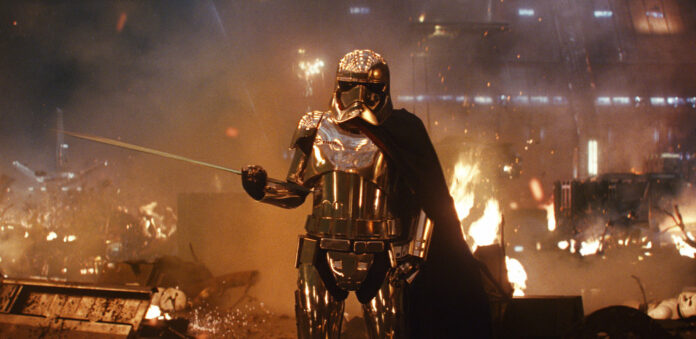 This image released by Lucasfilm shows Gwendoline Christie as Capt. Phasma in