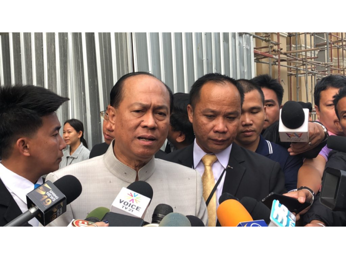Interior Minister Gen. Anupong Paochinda speaks to the press Wednesday in Bangkok. Photo: Matichon
