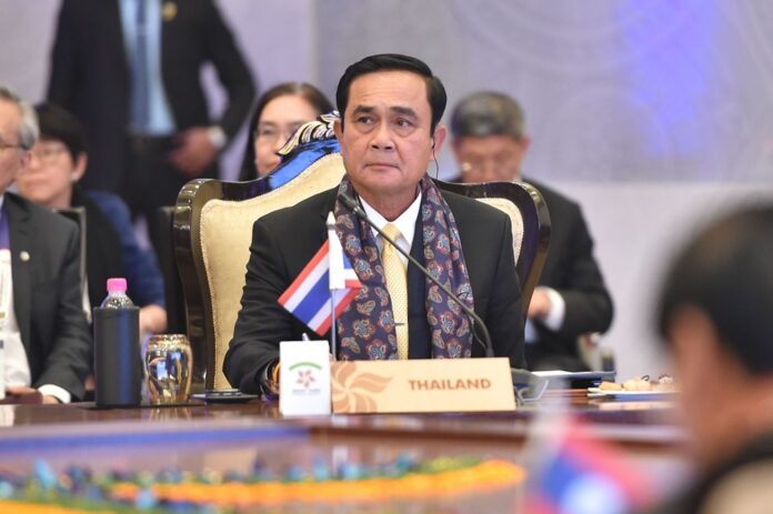Junta chairman Prayuth Chan-ocha attends a summit in January in India. Image: ThaiGov Junta chairman Prayuth Chan-ocha attends a summit in January in India. Image: ThaiGov