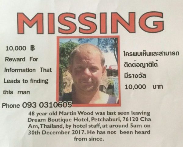 The missing person’s poster for Martin Wood distributed by his family.