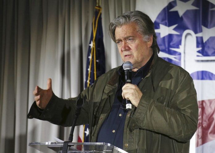 Steve Bannon, speaks last November during an event in Manchester, New Hampshire. Photo: Mary Schwalm / Associated Press