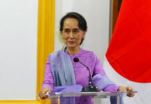 Myanmar’s Suu Kyi to Skip UN General Assembly Session Myanmar's State Counselor and Foreign Minister Aung San Suu Kyi speaks to the media during a joint press conference with Japan's foreign minister Jan. 12, 2018. Photo: Hein Htet / Associated Press