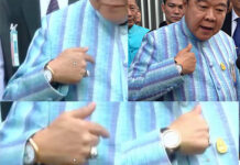 Anti-Corruption Body Clears Prawit in Watch Scandal by Narrow Vote A photo posted in January 218 to the CSI LA Facebook page showing what appeared to be another fine watch worn by Deputy Prime Minister Prawit Wongsuwan in October 2016 when he was under fire for an expensive taxpayer-funded flight to Hawaii. Original image: Independent News Network / CSI LA Facebook
