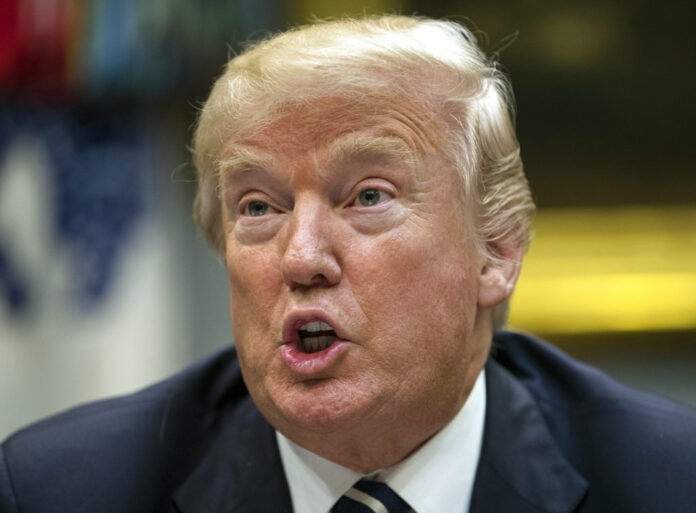 US President Donald Trump speaks Thursday at a prison reform roundtable in the Roosevelt Room of the White House. Photo: Carolyn Kaster / Associated Press