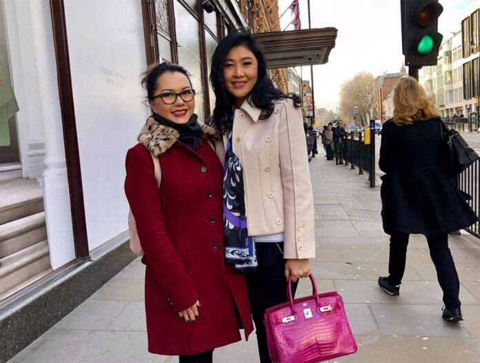 A portion of an unsourced image purportedly showing former Prime Minister Yingluck Shinawatra in London recently has been circulating online.