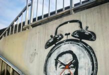 Fury Over Watch Scandal Ruling Prompts Impeachment Drive A street mural up temporarily in February. Photo: Headache Stencil / Facebook