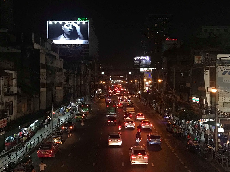 An undated photo of a billboard with Nod's face in Pratunam.