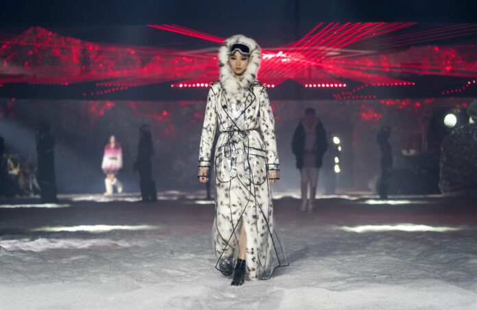 A model wears fashion from the Philipp Plein collection during Fashion Week in New York on Saturday. Photo: Craig Ruttle / Associated Press