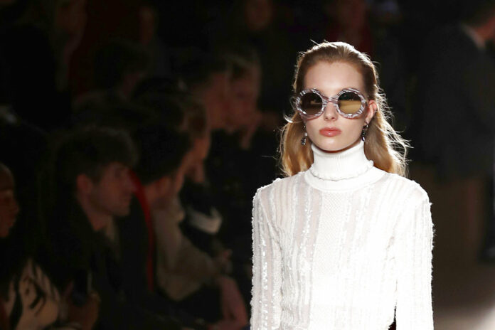 A model wears a creation as part of the Roberto Cavalli women's Fall/Winter 2018-2019 collection, presented during the Milan Fashion Week, in Milan, Italy, on Friday. Photo: Antonio Calanni / Associated Press