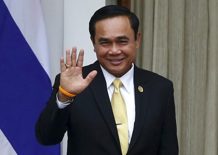 Prayuth Chan-ocha waves during a Jan. 25, 2018, visit to New Delhi, India. Photo: Associated Press