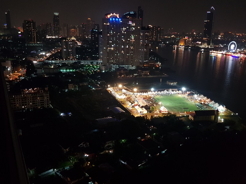 In this Sunday photo, an aerial view of the site where the tournament was held shows the area for public access (right) and the field next to it where the elephants were kept.