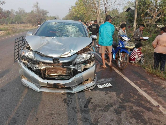 The site of a fatal road accident March 12 in Sakon Nakhon.