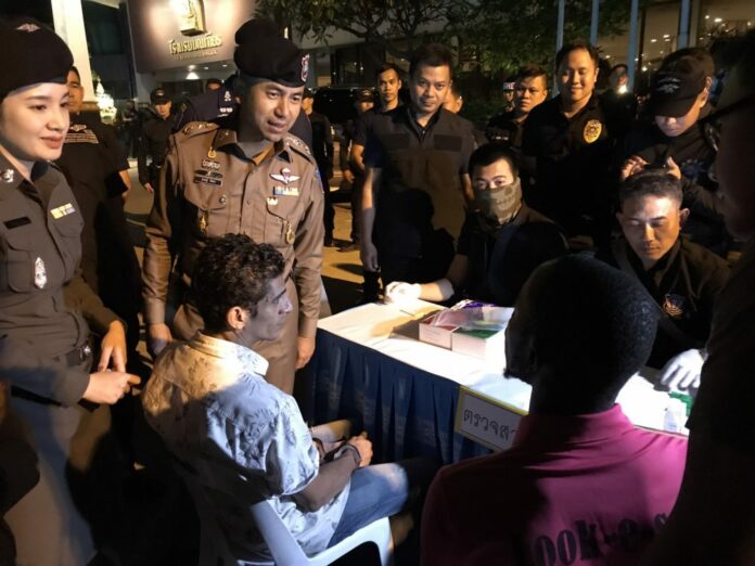 Tourist police and Bang Rak police on early Friday arrested foreigners who illegally entering the country, working without a permit and possessing drugs.