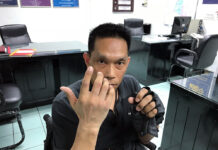 Disabled Activist Rages After Denied Elevator at BTS Asok Manit Inpim on Sunday night at the Lumpini Police Station in Bangkok.