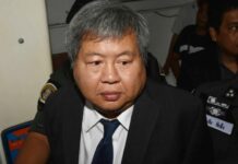 Premchai Claims Innocence, Refuses to Step Down Italian-Thai Development president Premchai Karnasuta meets with police on March 26. Photo: Matichon