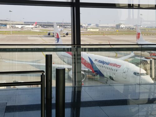 A Malaysia Airlines flight April 22 in Kuala Lumpur International Airport, Malaysia.