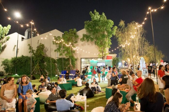 Attendees chill at The Great Outdoor Market in November at renovated 19th century Chinese pier Lhong 1919. Photo: The Great Outdoor Market / Facebook