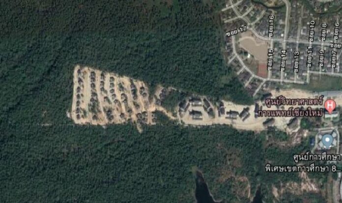 Satellite image shows a development project on a slope of Doi Suthep in Chiang Mai province. Image: Google
