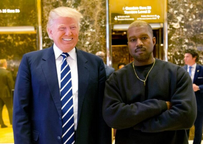 Donald Trump, Kanye West Then-President-elect Donald Trump and Kanye West pose for a picture in the lobby of Trump Tower in New York. Photo: Seth Wenig / Associated Press