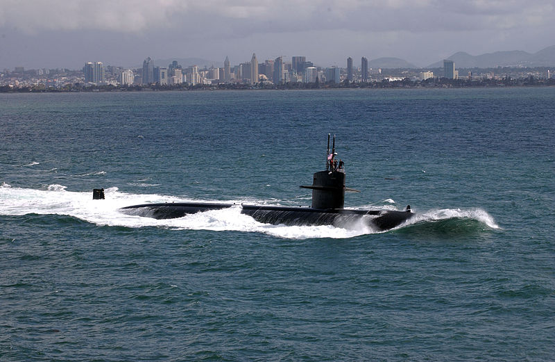 The USS Salt Lake City, a Los Angeles-class fast attack submarine, underway off of California in 2005. Photo: US Navy