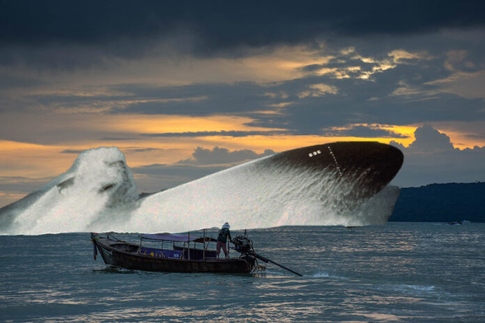 This entirely fake photo does not represent anything that actually happened outside of Photoshop. Original image: Pongdanai