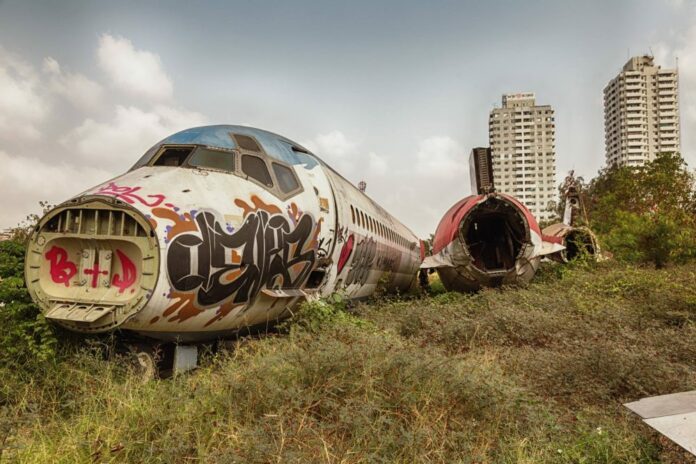 An airplane graveyard in Bangkok’s Bang Kapi district. Photo: Dax Ward Photography / Facebook
