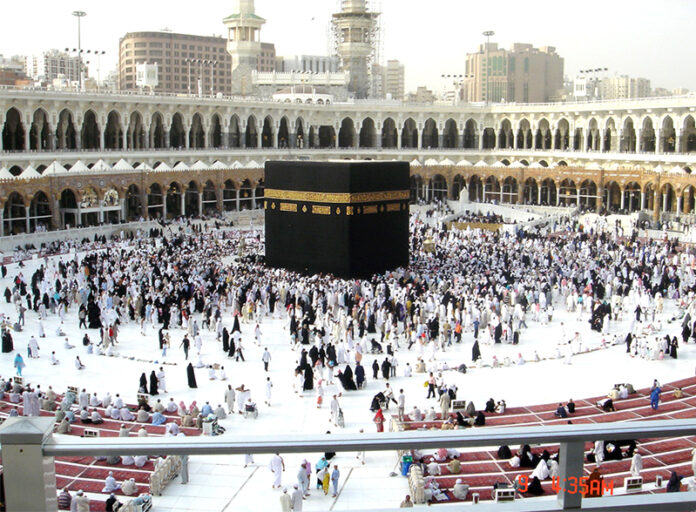 A 2006 photo of the Kaaba, a building at the center of the Al-Masjid Al-Haram mosque in Mecca, Saudi Arabia. Photo: Turki Al-Fassam / Flickr