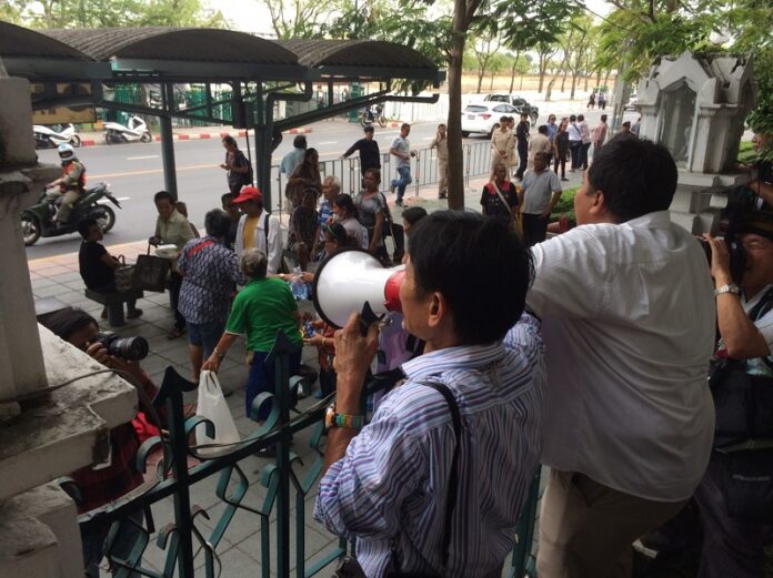 Protesters Monday at Thammasat University.