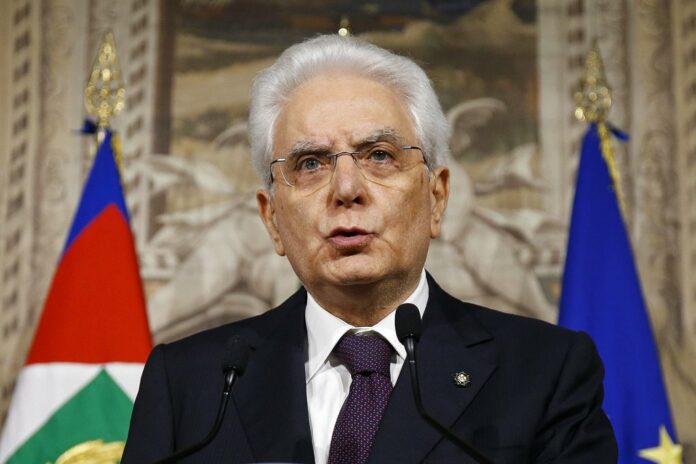 Italian President Sergio Mattarella addresses the media after meeting Italy's premier-designate Giuseppe Conte on Sunday in Rome. Photo: Fabio Frustaci / Associated Press