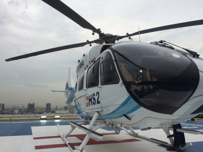 A medevac helicopter in a May 2018 file photo in Bangkok.