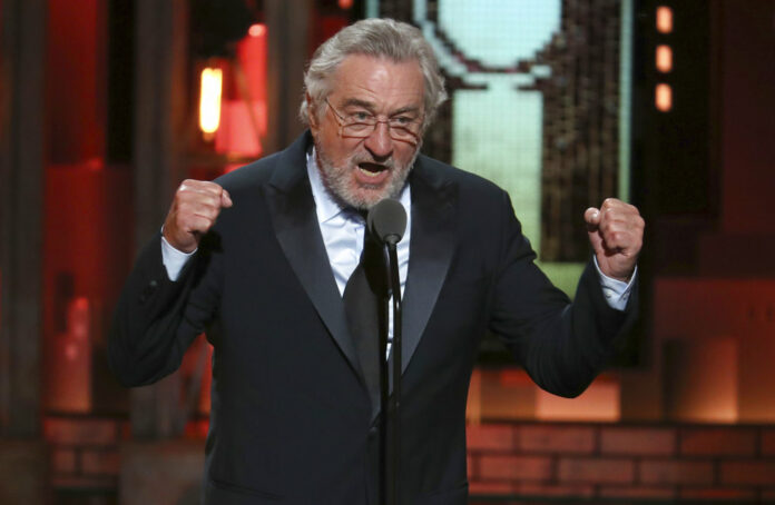 Robert De Niro introduces a performance by Bruce Springsteen at the 72nd annual Tony Awards at Radio City Music Hall on Sunday, June 10, 2018, in New York. Photo: Michael Zorn / Invision / Associated Press