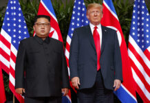 US Sanctions Singapore Companies Over N Korea Dealings U.S. President Donald Trump meets with North Korean leader Kim Jong Un in June on Sentosa Island, in Singapore. Photo: Evan Vucci / Associated Press