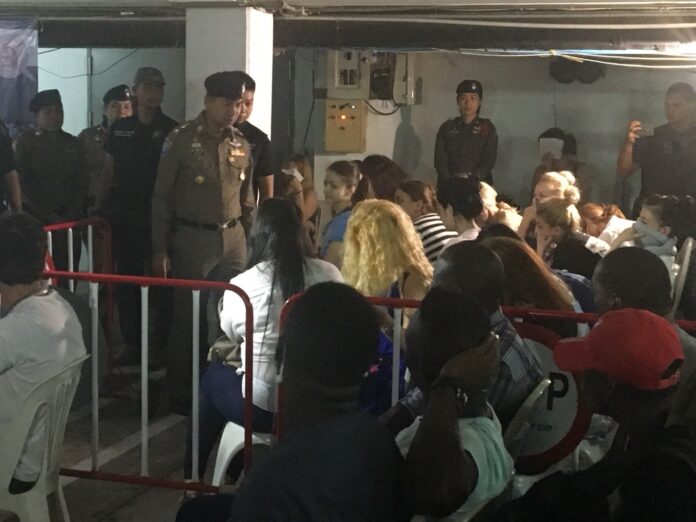 Police arrested 44 foreigners Thursday night in raids nationwide.