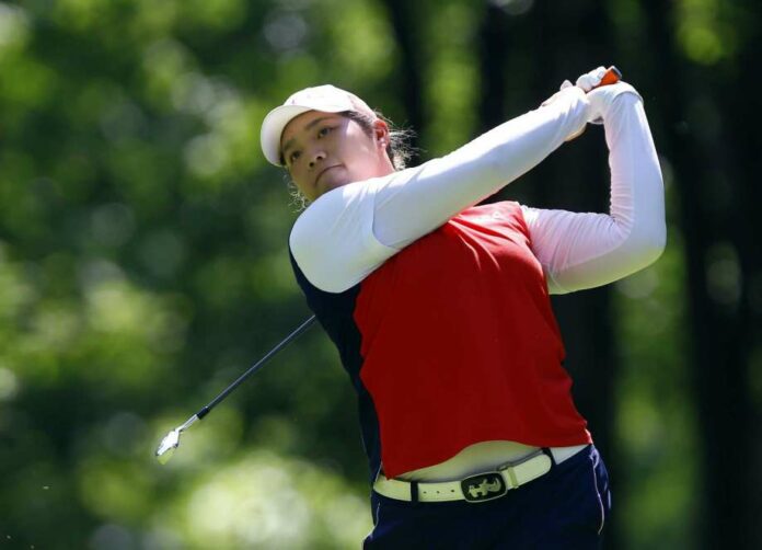 Ariya Jutanugarn, of Thailand, tees off on the second hole during the third round of the U.S. Women's Open golf tournament at Shoal Creek, Saturday, June 2, 2018, in Birmingham, Alabama. Photo: Butch Dill / Associated Press