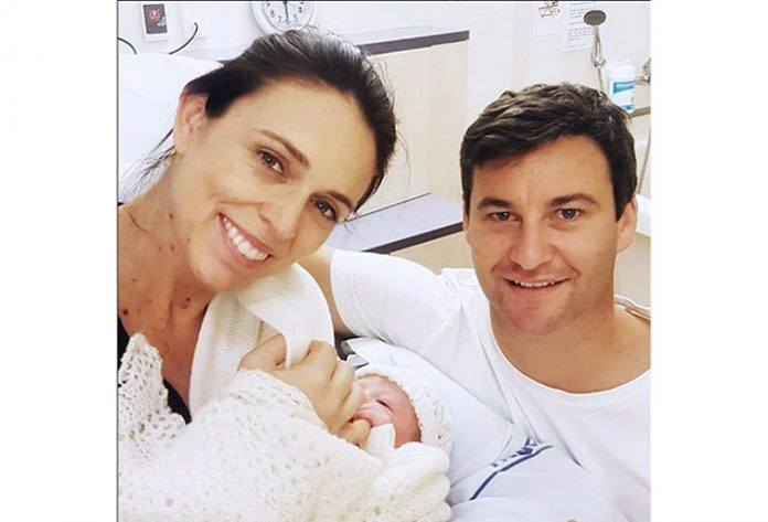 New Zealand PM Jacinda Ardern and her partner Clarke Gayford Thursday pose with their newborn daughter at the Auckland City Hospital. Photo: Jacinda Ardern / Instagram